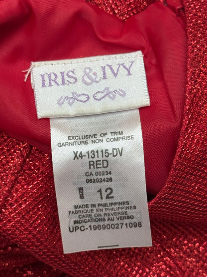 Iris & Ivy Red Glitter Bow Dress Size 12
