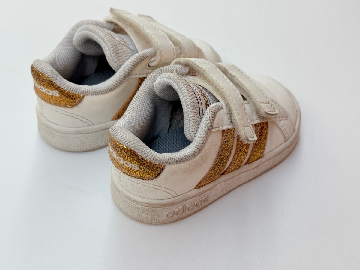 Adidas Grand Court White Gold Glitter Size 4K