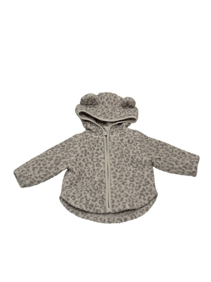 Old Navy Leopard Print Bear Hood Jacket 3-6M