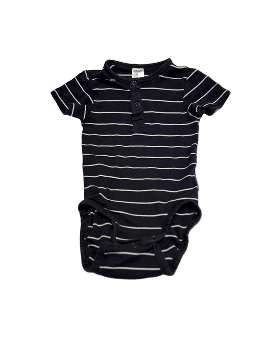 H&M Navy Stripe Henley Bodysuit 12-18m