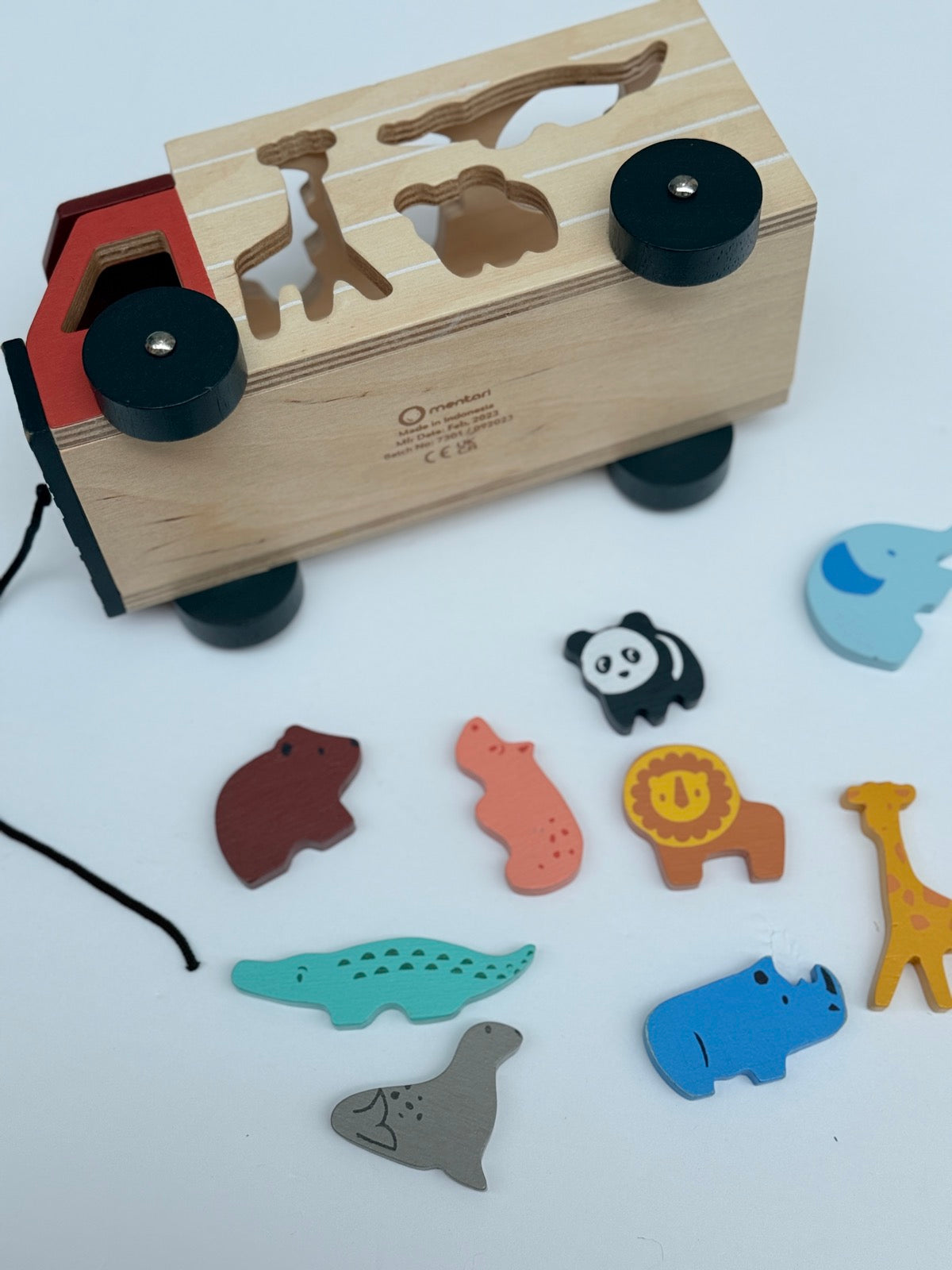 Mentori Wooden Animal Shape Sorter Truck Toy