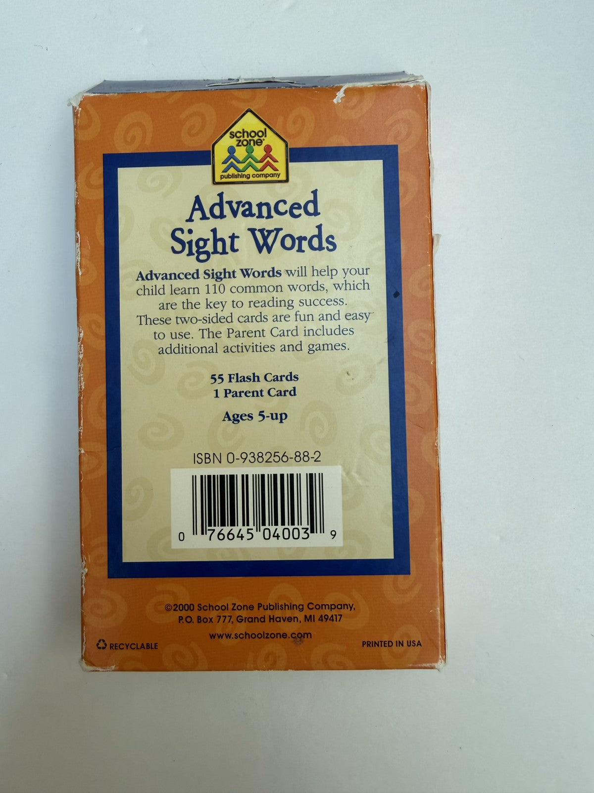 School Zone Advanced Sight Words Flash Cards