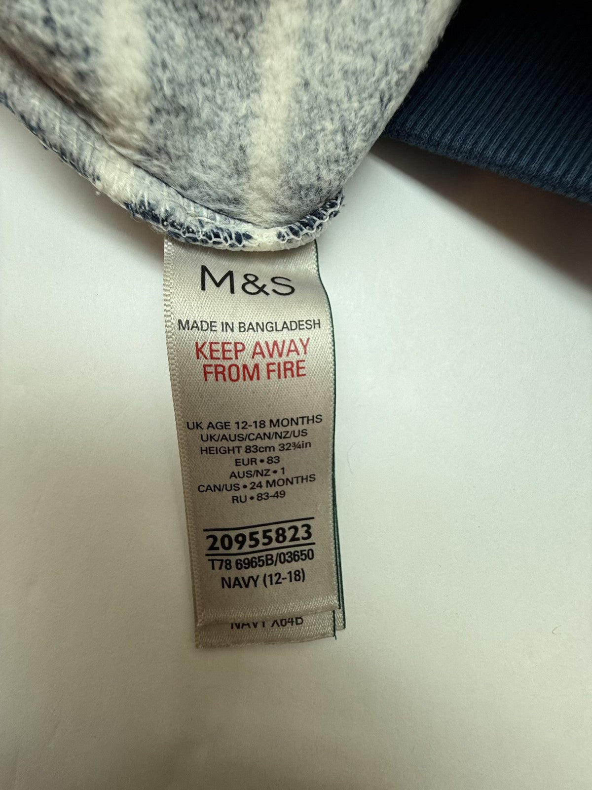 M&S Navy Stripe Dinosaur Joggers 12-18m