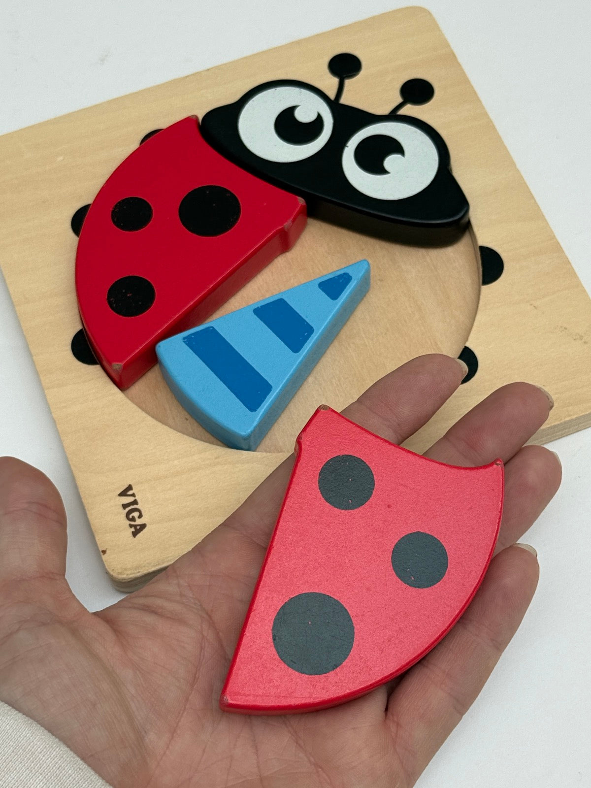 VIGA Wooden Ladybug Chunky Puzzle Toy