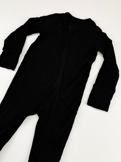 Black Zip-Up Bamboo Convertible Footie Sleeper 12-18m