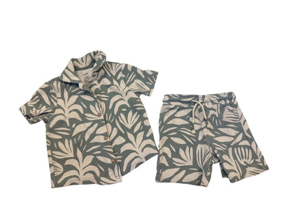 George Sage Leaf Print Two-Piece Set 3T