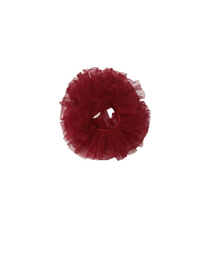 Red Tulle Ruffle Hair Scrunchie