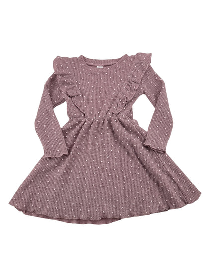 SHEIN Mauve Polka Dot Ruffle Dress 4Y