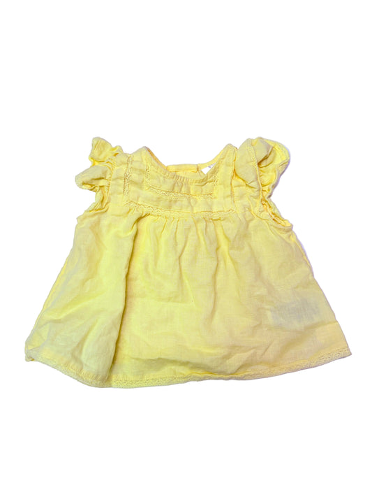 Gap Baby yellow linen flutter sleeve top – 6–12 months