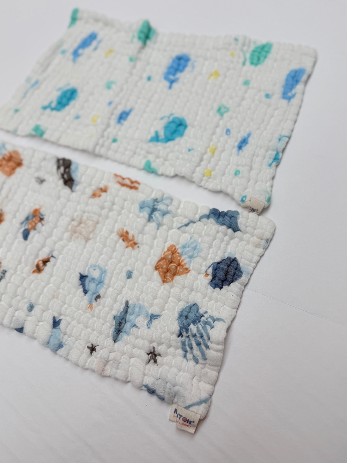 Milon Baby Muslin Washcloths Ocean Print Set