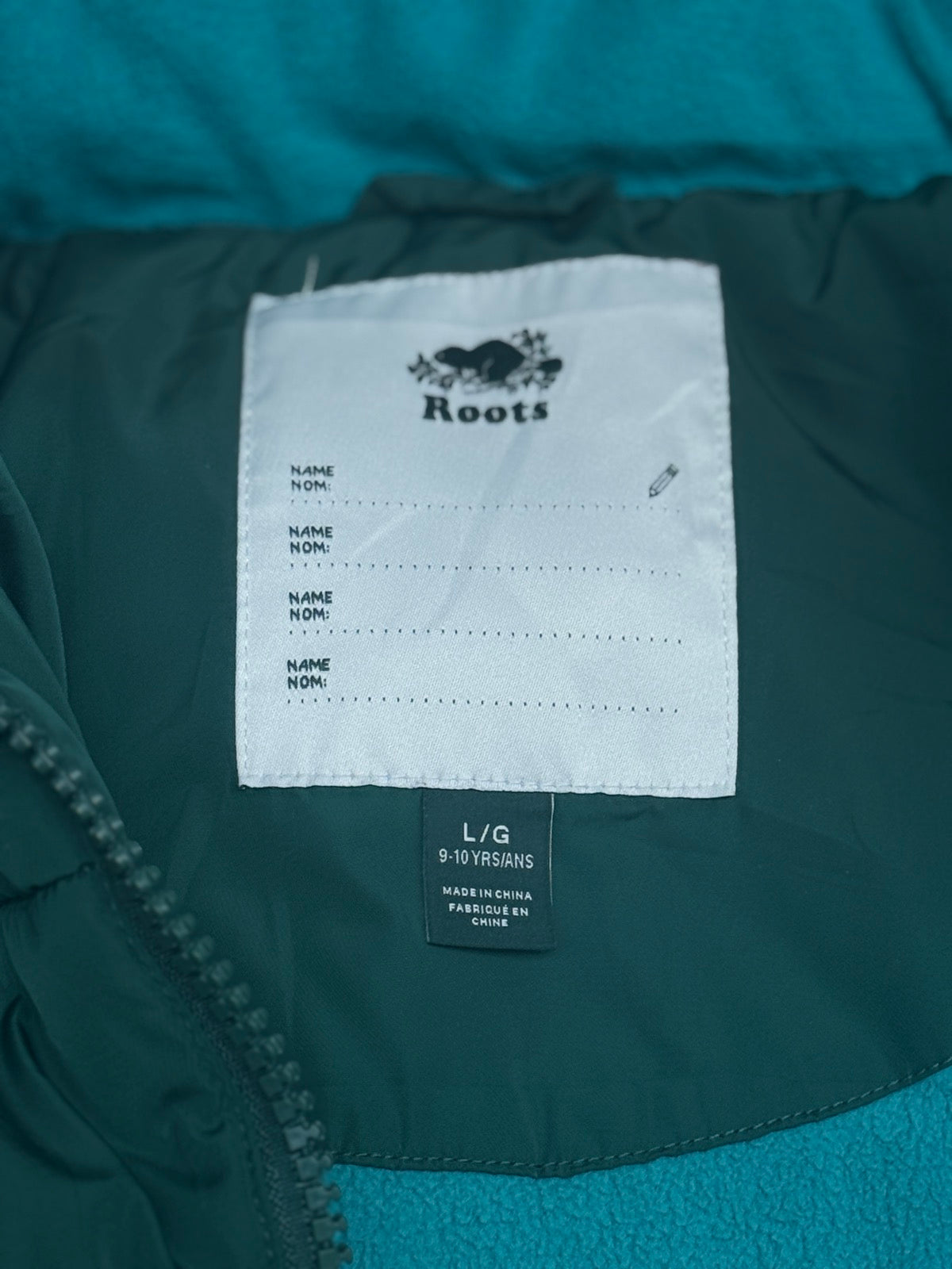 Roots Green Puffer Hooded Jacket Size 9-10