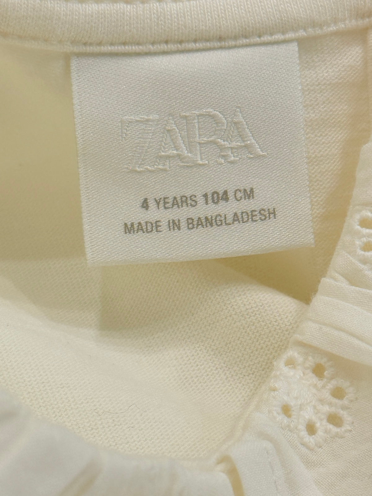 Zara Ivory Eyelet Collar Blouse 4T