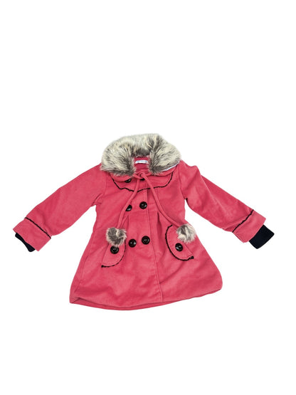 Bei Bei YI Girls Pink Faux Fur Trim Coat 5/6Y