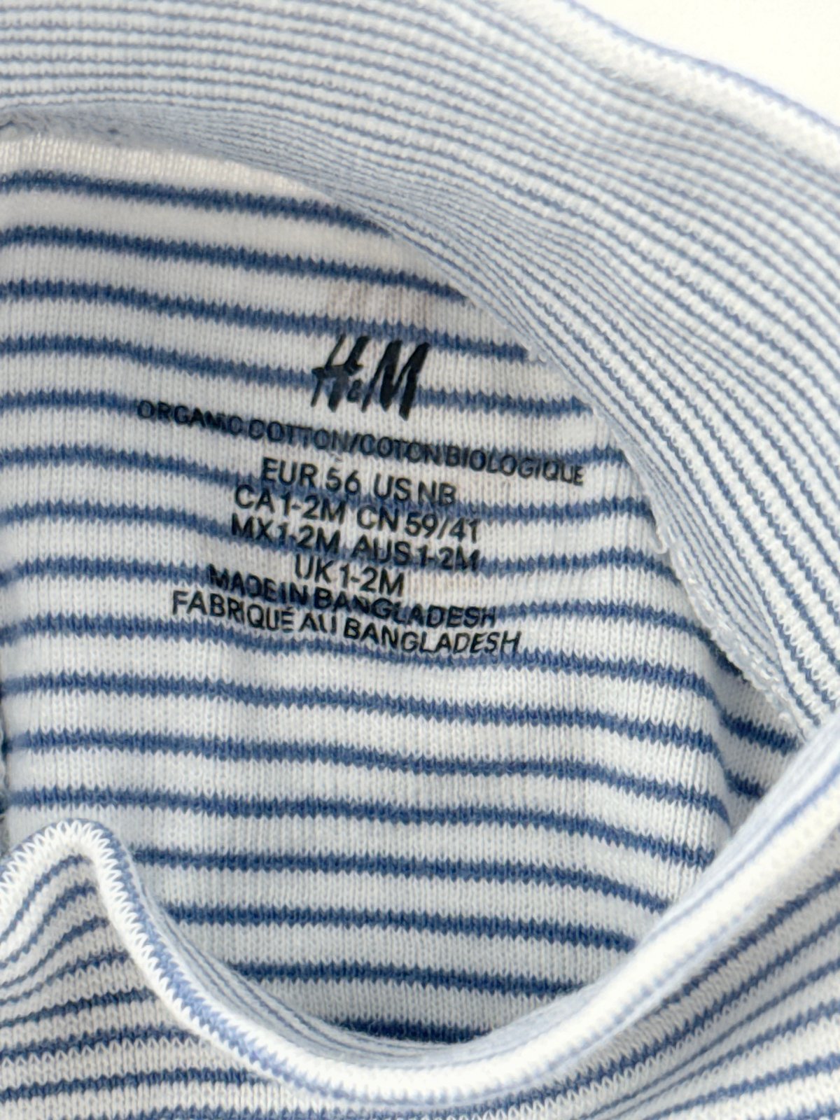 H&M Blue Striped Footed Pants 1-2M