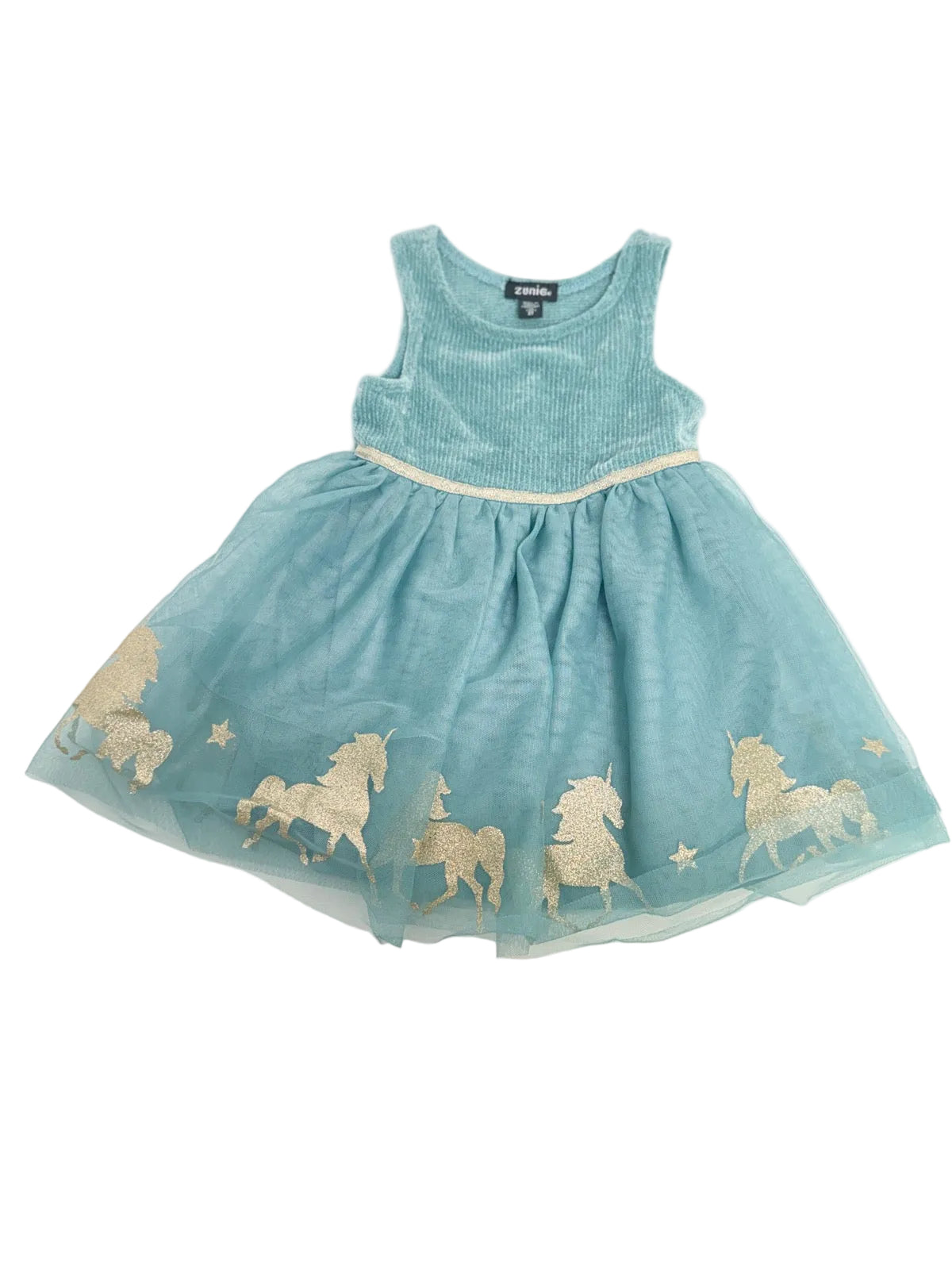 Zunie Teal Unicorn Tulle Dress 2T