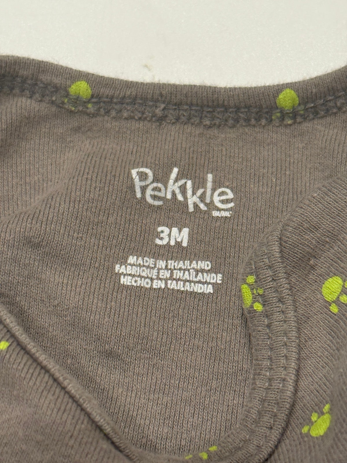 Pekkle Grey Paw Print Bodysuit 3M