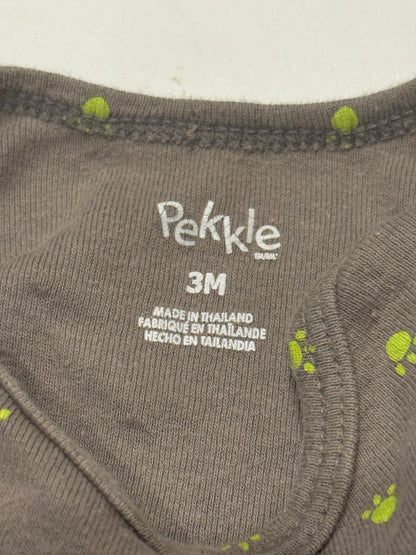 Pekkle Grey Paw Print Bodysuit 3M