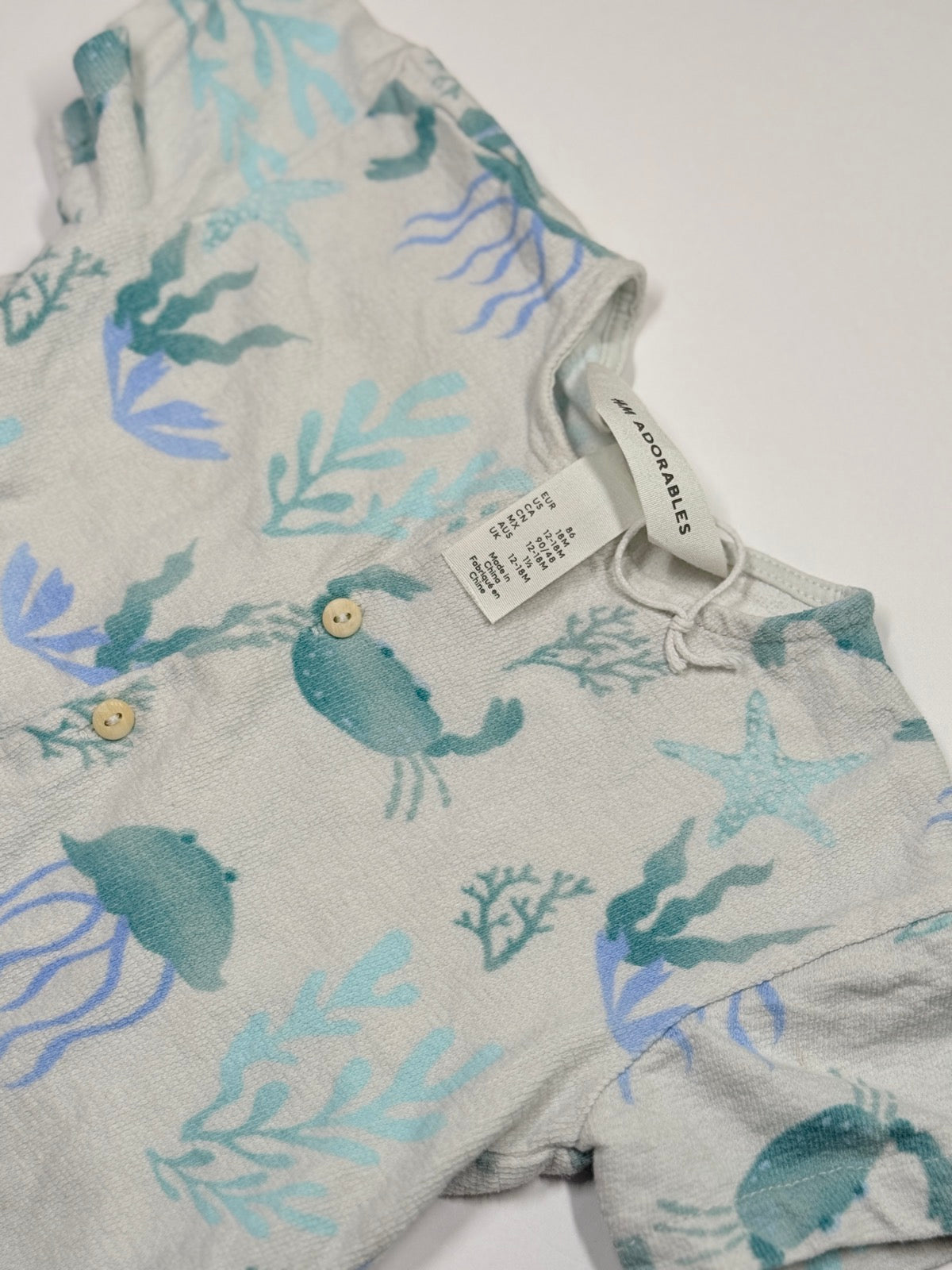 H&M Adorables Ocean Print Romper 12-18m