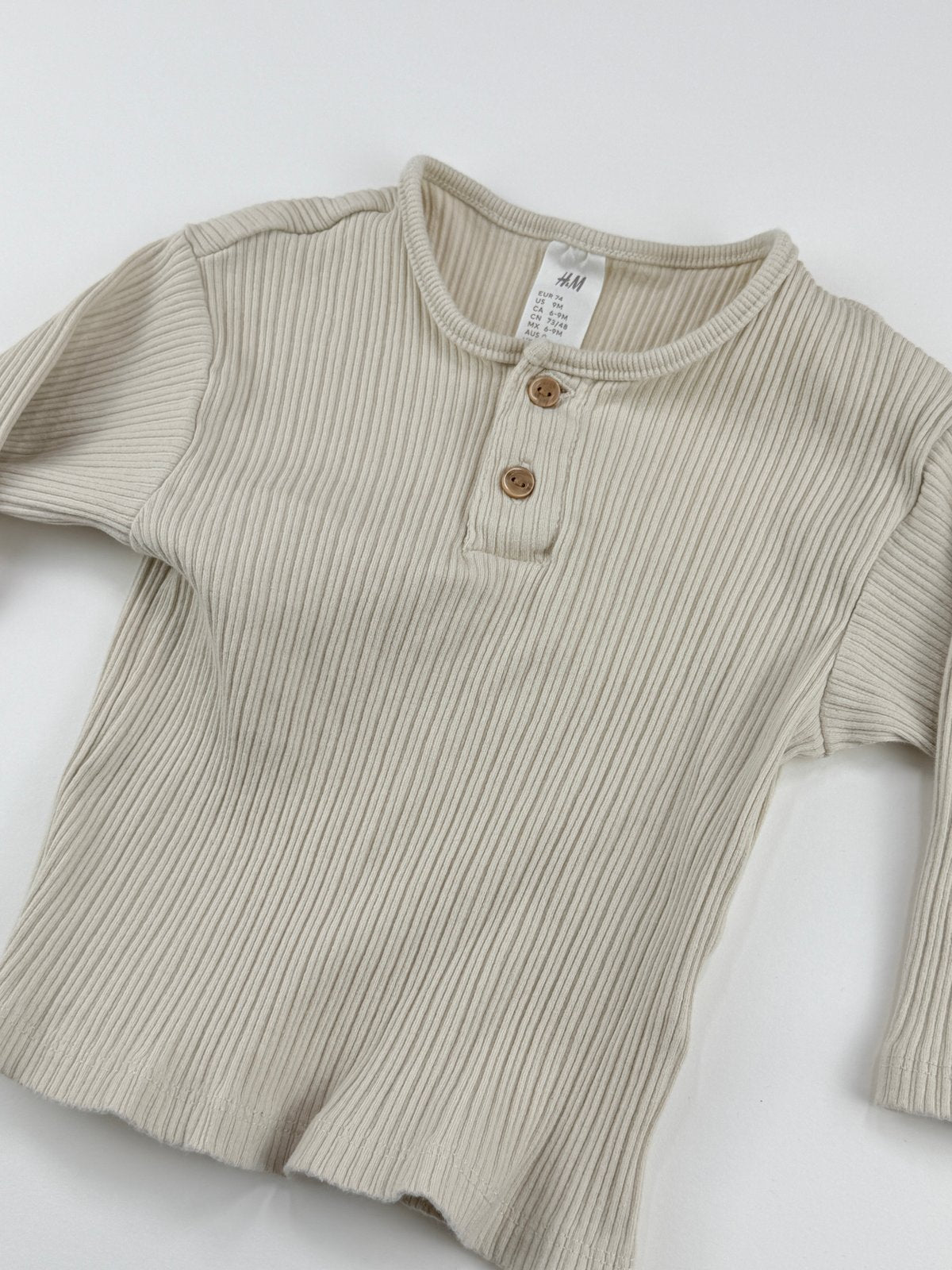 H&M Ribbed Henley Top 6-9M