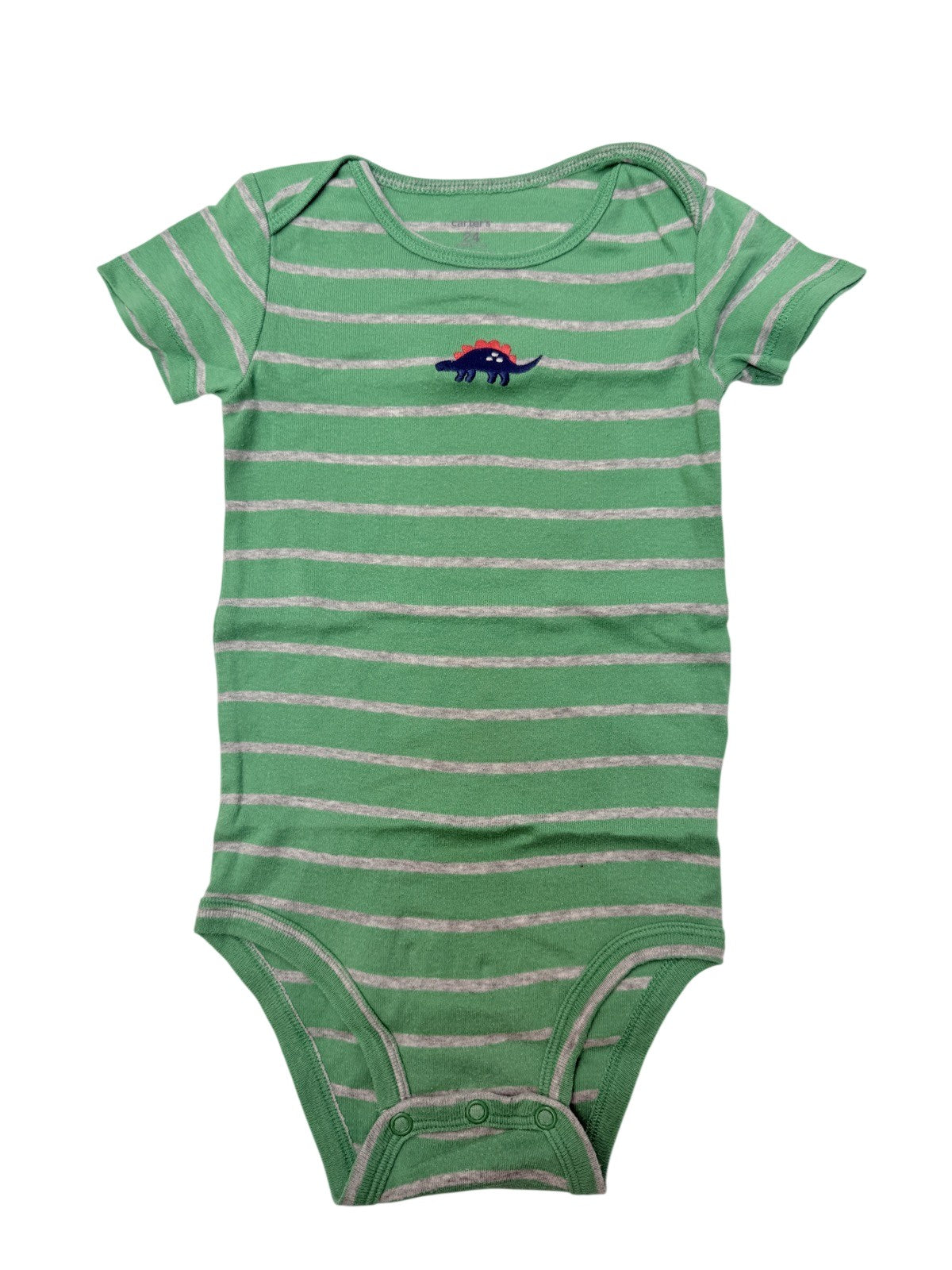 Carter's Green Striped Dino Bodysuit 24M