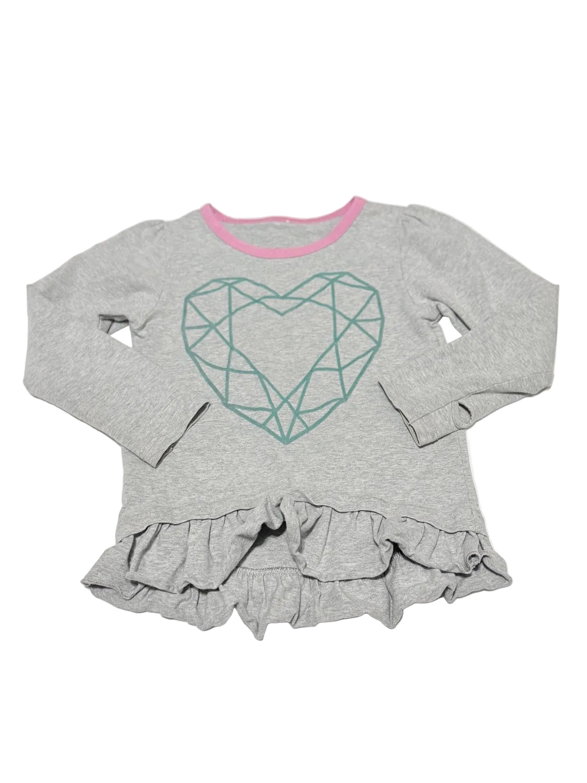 Unknown Gray Geometric Heart Ruffle Top 3