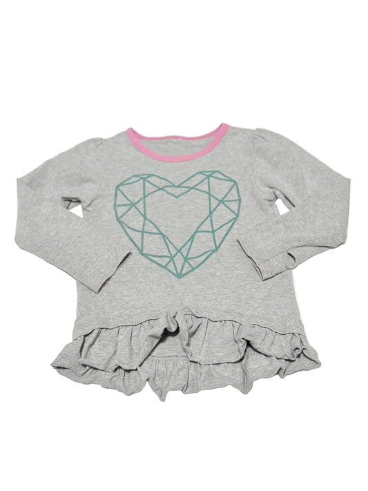 Unknown Gray Geometric Heart Ruffle Top 3