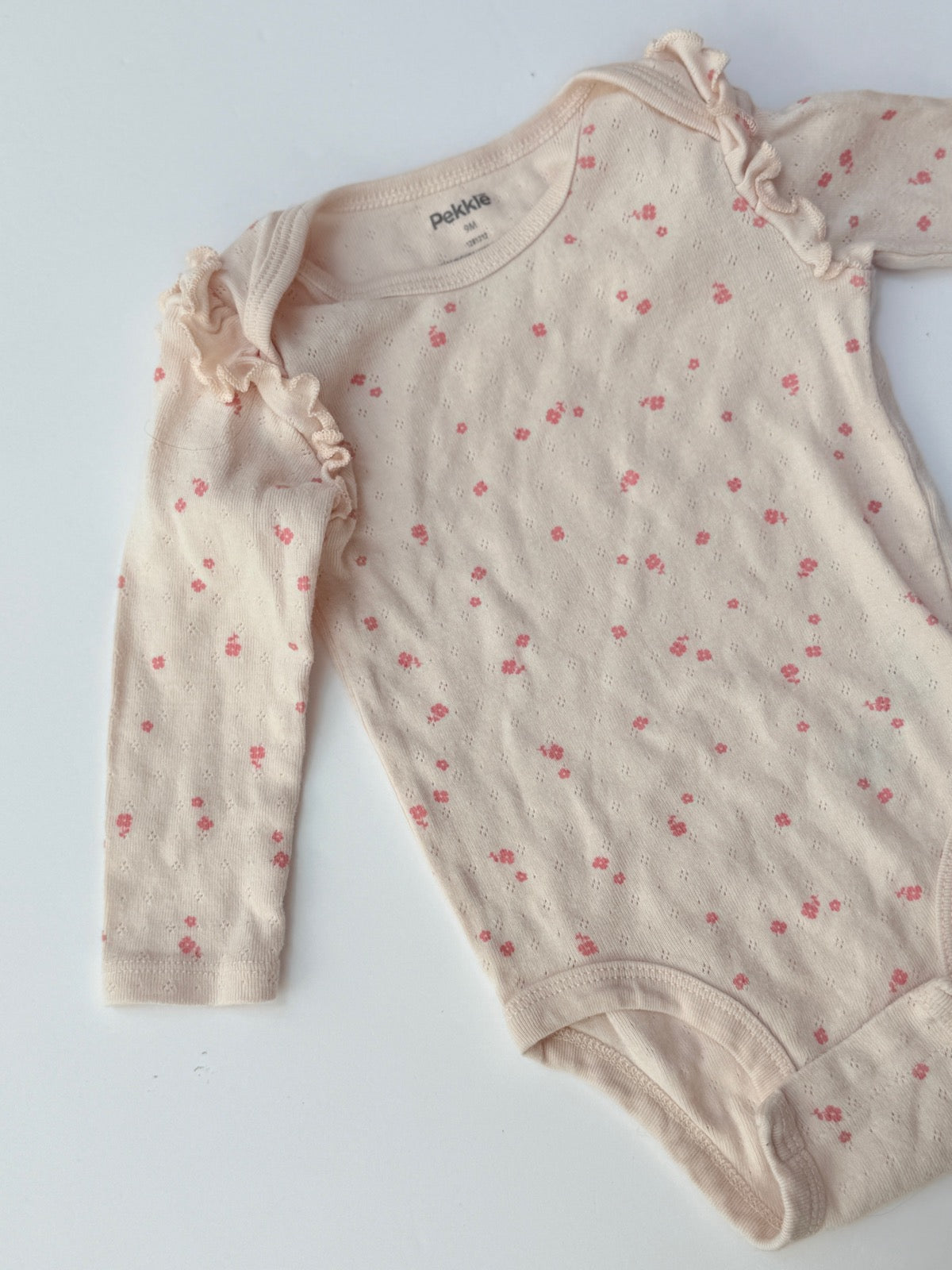 Pekklé Floral Pink Pointelle Bodysuit 9M