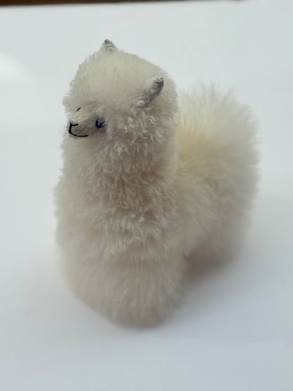 Soft Real Alpaca Fur White Fluffy Llama Stuffed Animal