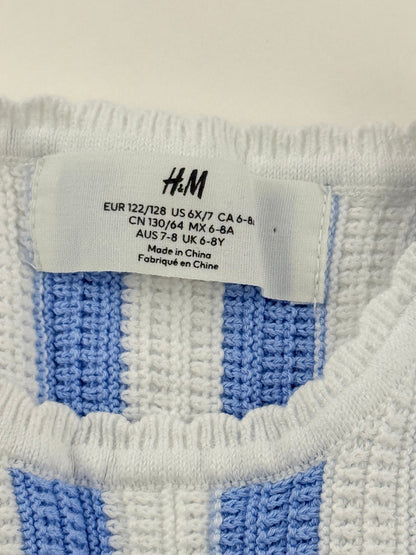 H&M Blue White Striped Knit Dress Size 6-8Y
