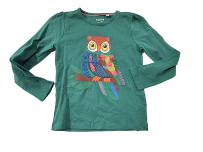 Mini Boden Owl Applique Long Sleeve Top 7-8y