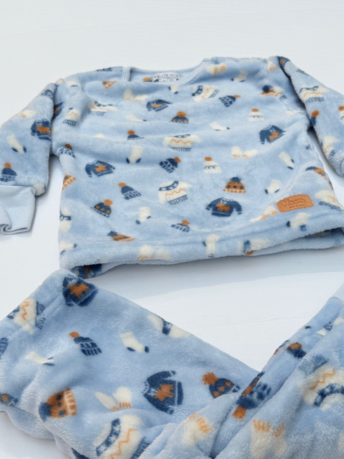 Souris Mini Fleece Print Pajama Set 12-18M