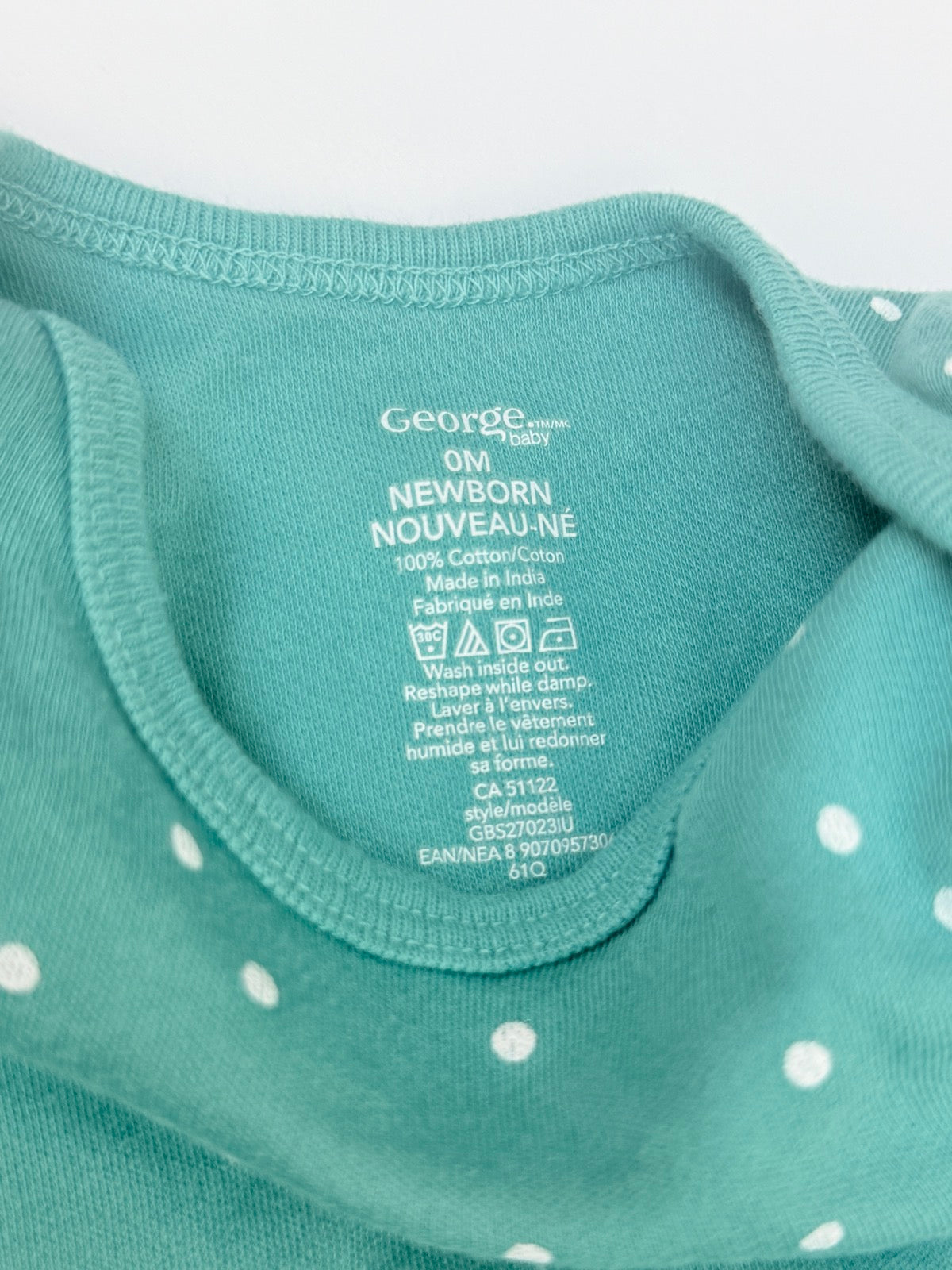 George Baby Teal Polka Dot Bodysuit Newborn