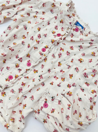Mayoral Floral Ruffle Button Romper 2Y