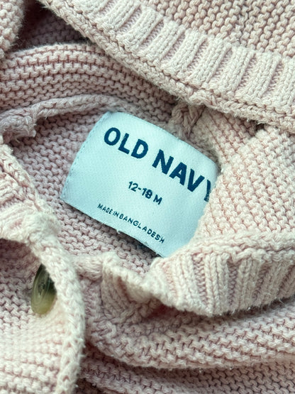 Old Navy Pink Hooded Knit Cardigan 12-18M