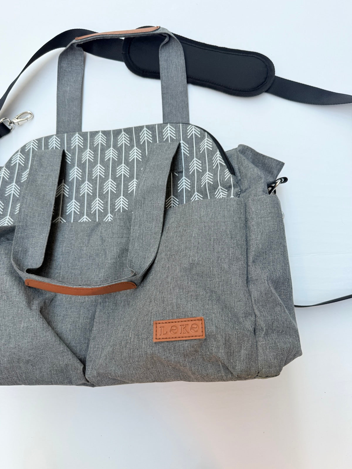 Lekebaby Gray Arrow Print Diaper Bag Tote