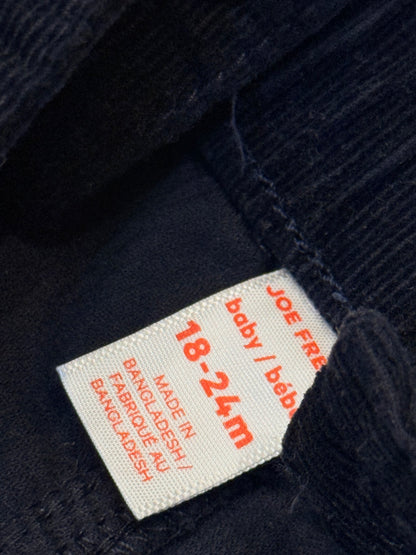 Joe Fresh Navy Corduroy Suspender Pants 18-24M