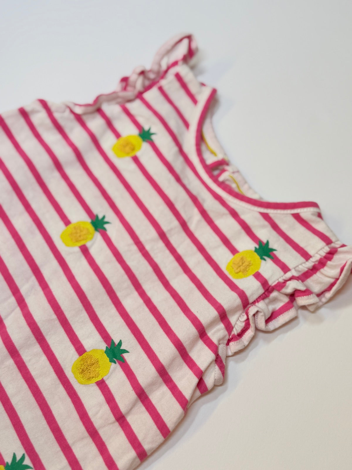 Mini Boden Pineapple Stripe Flutter Top 2-3Y