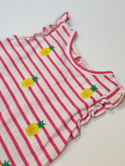 Mini Boden Pineapple Stripe Flutter Top 2-3Y