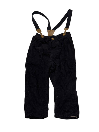 H&M Navy Corduroy Suspender Pants 6-9M