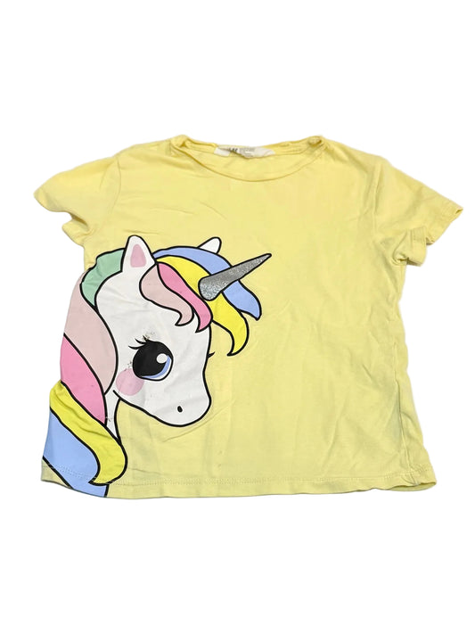 H&M Yellow Unicorn T-Shirt 4-6Y