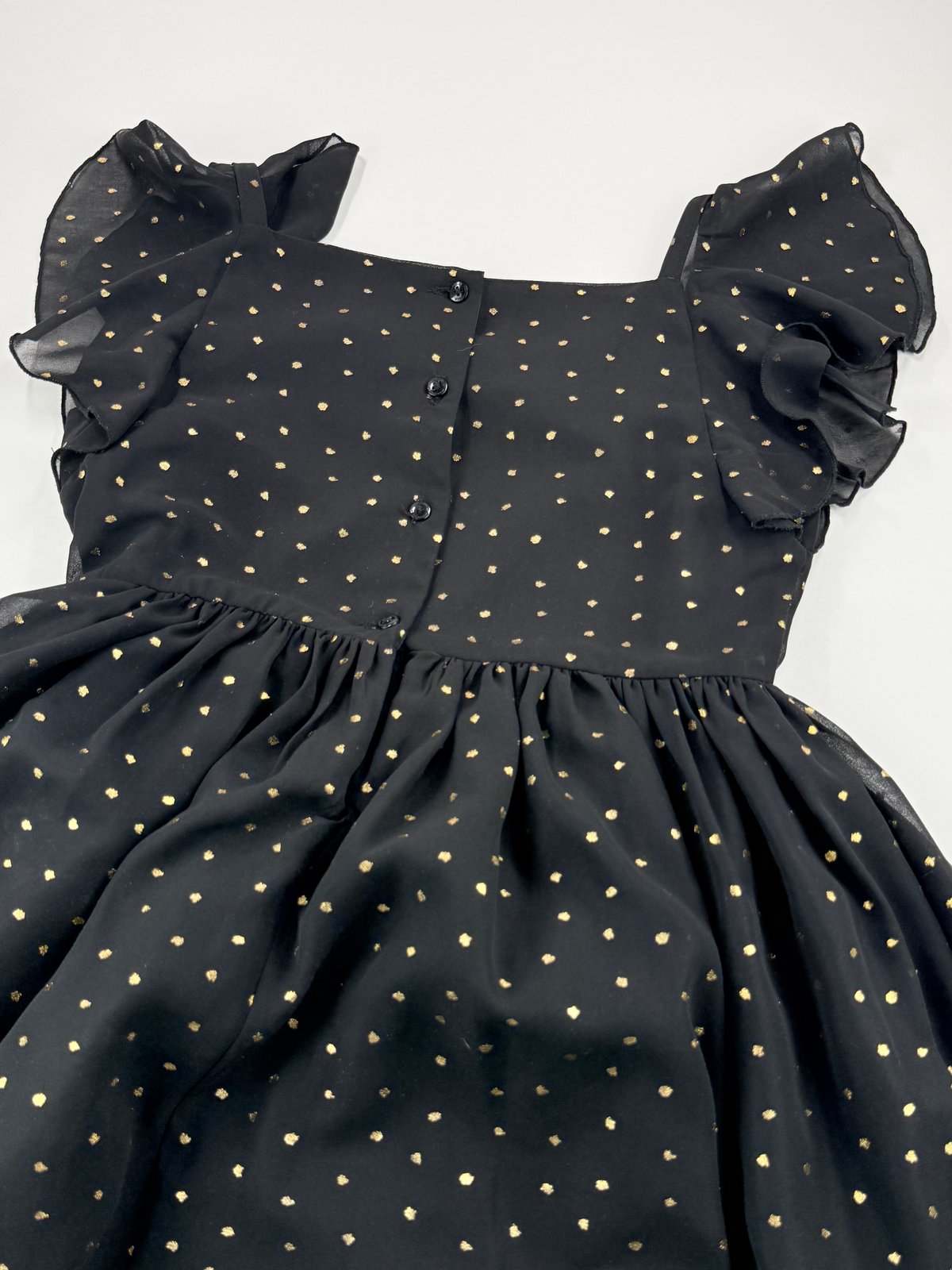 Pastourelle NYC Black Gold Dot Dress Size 8