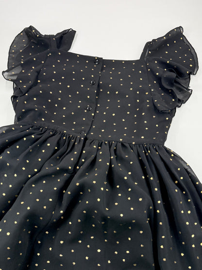 Pastourelle NYC Black Gold Dot Dress Size 8