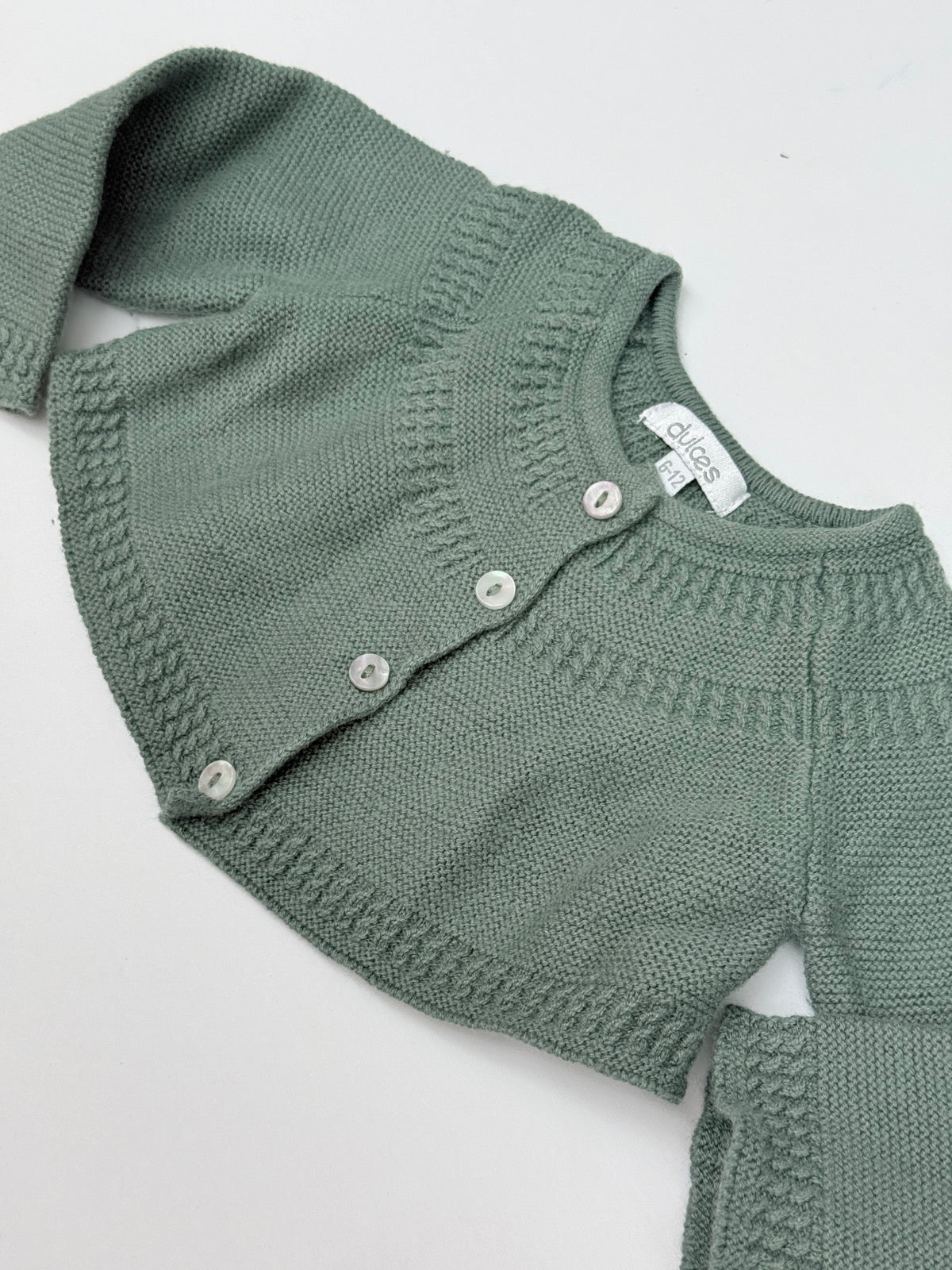 Dulces Green Knit Button Cardigan 6-12m