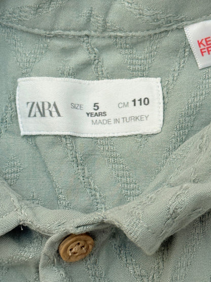 Zara Textured Green Short Sleeve Shirt 5Y