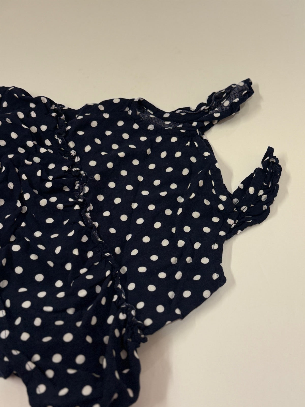 PatPat Navy Polka Dot Ruffle Romper 3-6M