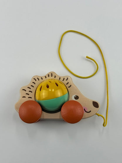 Wooden Hedgehog Pull Toy with Rattle Ball