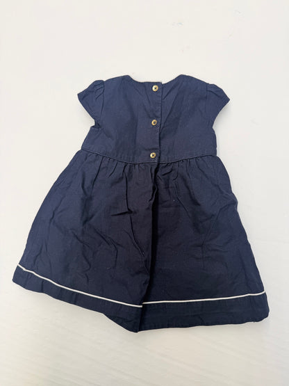 M&S Navy Peter Pan Collar Dress 6-9M
