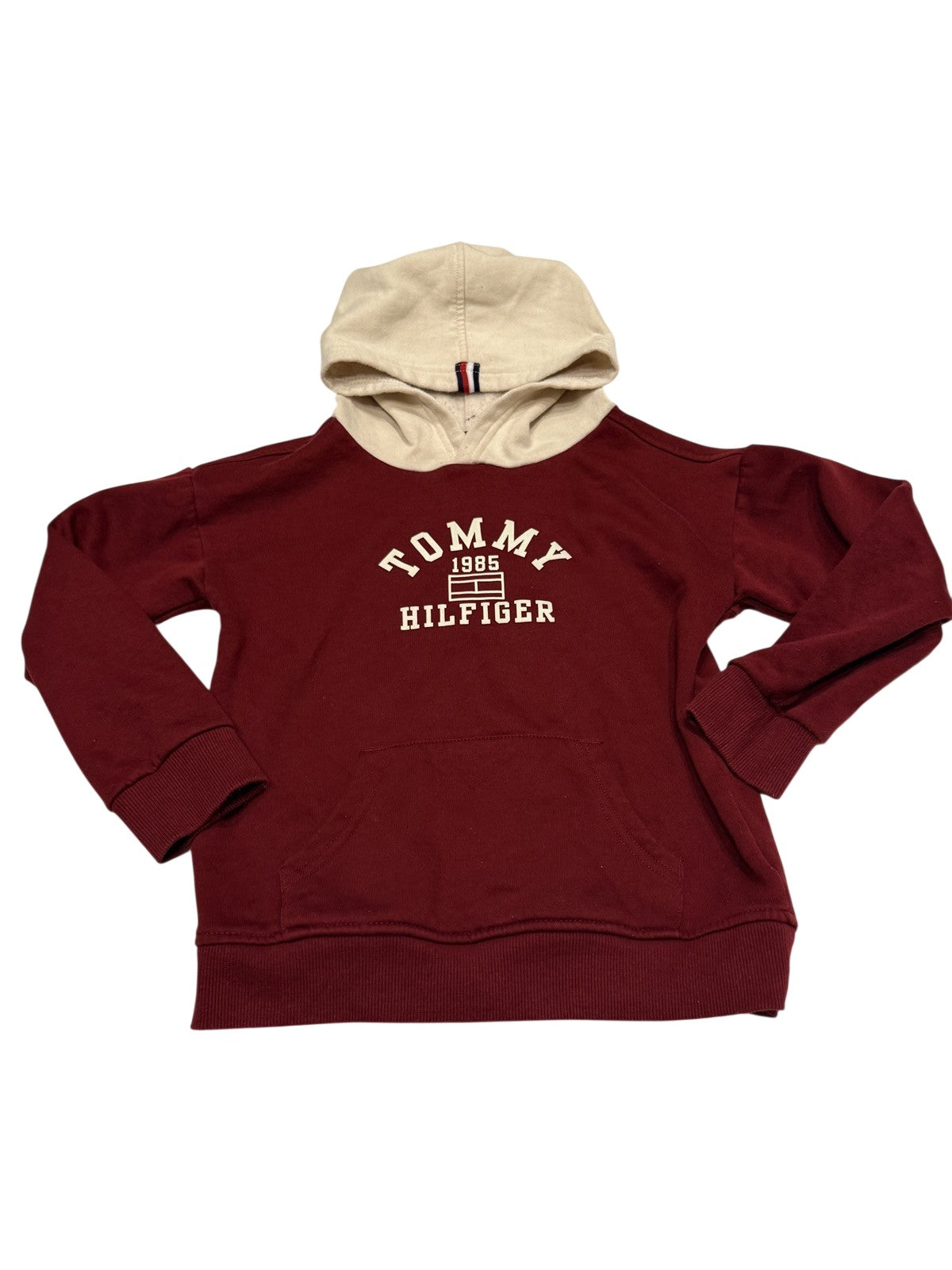 Tommy Hilfiger Maroon Two-Tone Hoodie Size 7