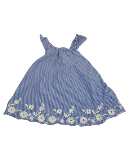 Baby Gap Blue Striped Floral Dress 6-12m
