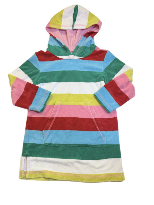 Boden Multicolor Stripe Towelling Hoodie Dress 4-5Y